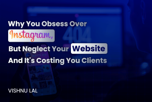 A digital marketing quote highlighting the importance of websites over Instagram for client growth.